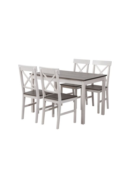 DAILY Set K-D (Table 118x74+4 Chairs) White-Dark Oak