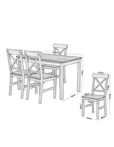 DAILY Set K-D (Table 118x74+4 Chairs)...
