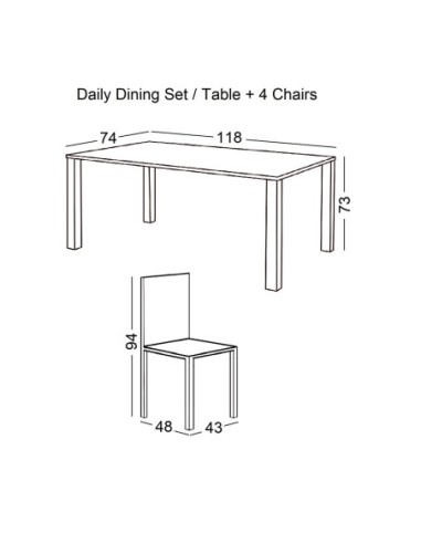 DAILY Set K-D (Table 118x74+4 Chairs)...