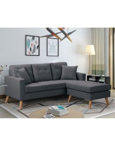 ALAN Reversible Corner Sofa Fabric Dark Grey