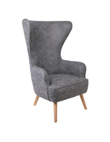 DOVELA Armchair Quilted Fabric Grey