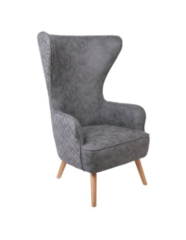 DOVELA Armchair Quilted Fabric Grey