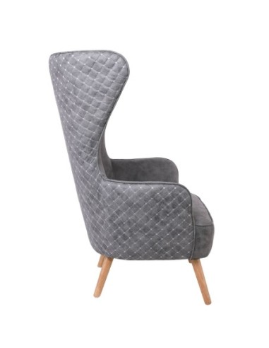 DOVELA Armchair Quilted Fabric Grey