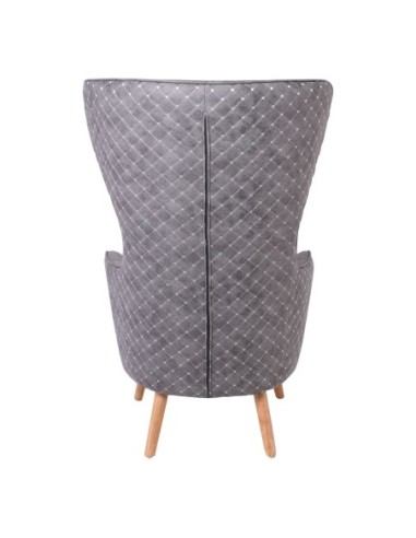 DOVELA Armchair Quilted Fabric Grey