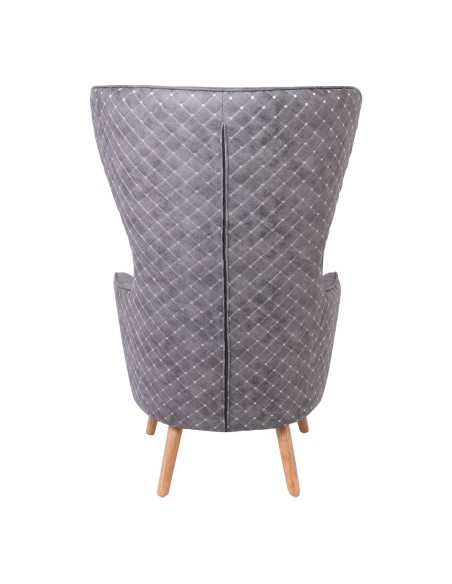 DOVELA Armchair Quilted Fabric Grey