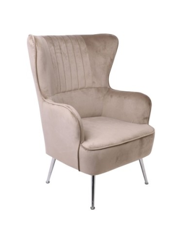 CROMA Armchair Fabric Light Brown Velure