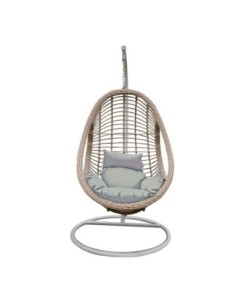 MACAN-II Hanging Lounge Metal White/Wicker Grey/Cushion Grey
