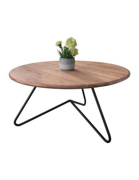 BORAL Τραπεζάκι Σαλονιού Καθιστικού, Μέταλλο Βαφή Μαύρο, Ξύλο Ακακία Φυσικό