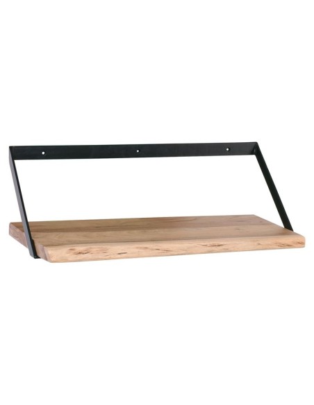 WALL-2  Ράφι Τοίχου Μέταλλο Βαφή Μαύρο, Ξύλο Ακακία Φυσικό