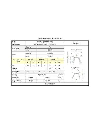 JOY-W Armchair Walnut-Pu Black