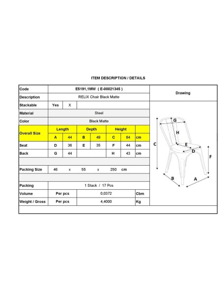 RELIX Chair Metal Black Matte