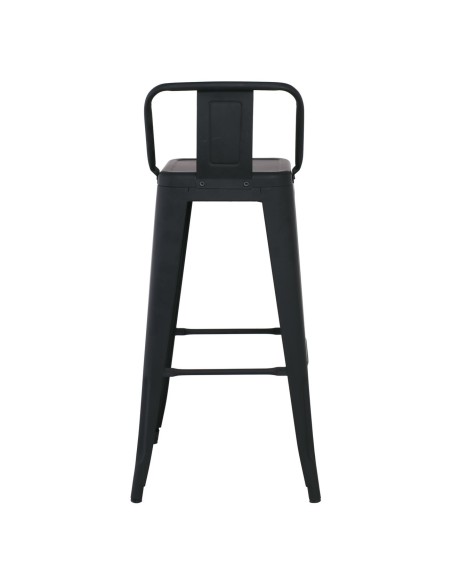 RELIX Σκαμπό Bar με Πλάτη, Μέταλλο Βαφή Μαύρο Εxtra Matte