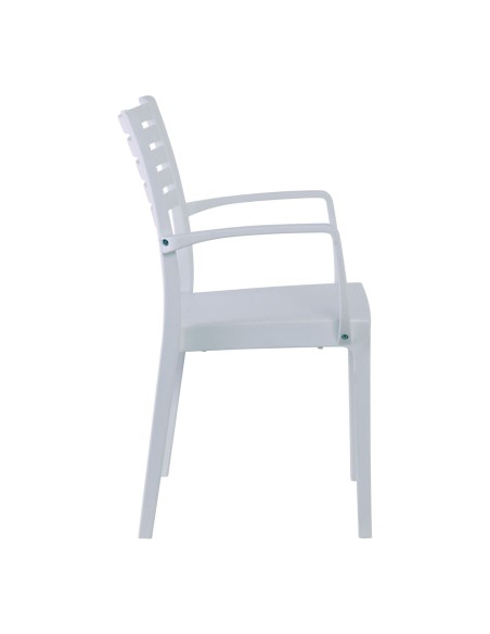 OLIMPIA Πολυθρόνα Τραπεζαρίας Κήπου Στοιβαζόμενη, PP - UV Protection, Απόχρωση Άσπρο