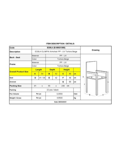 OLIMPIA Stackable Armchair PP-UV Tortora