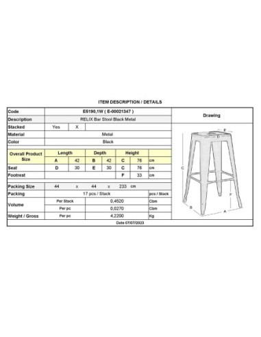 RELIX Bar Stool Metal Black