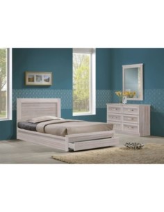 LIFE Κρεβάτι Μονό με Συρτάρι, για Στρώμα 90x200cm, Απόχρωση White Wash
