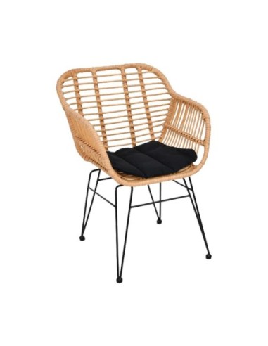 SALSA-W Armchair Metal Black-Wicker...