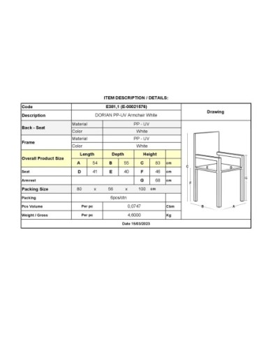 DORIAN PP-UV Armchair White