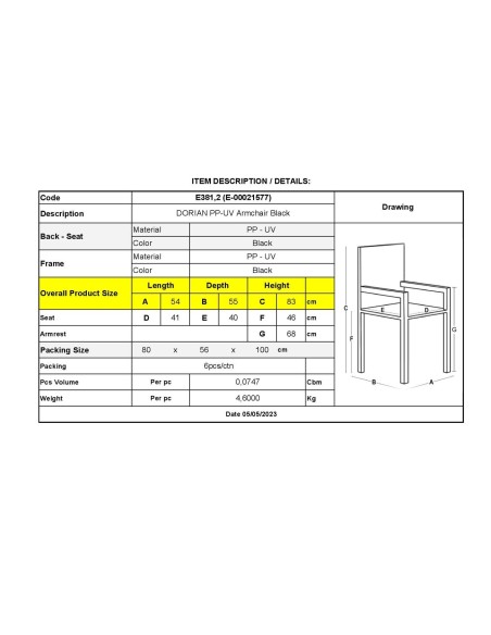 DORIAN PP-UV Armchair Black