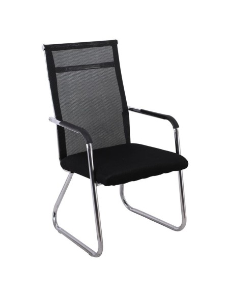 ALTA Visitor Armchair-Chromed Frame-Black Mesh