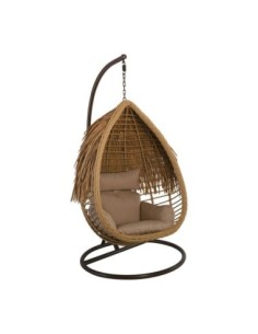 SALSA TROPIC Hanging Lounge Metal Brown/Wicker Natural/Cushion Beige