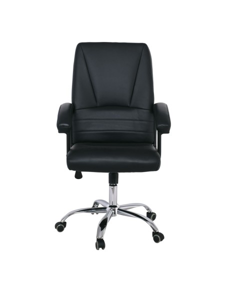 BF6350 Πολυθρόνα Διευθυντή Μέταλλο Χρώμιο, PU Μαύρο