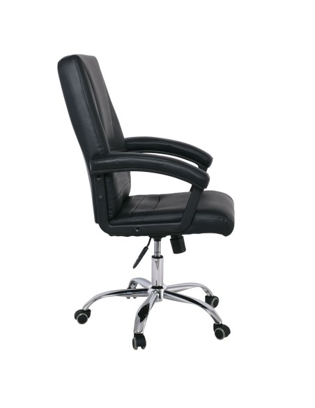 BF6350 Πολυθρόνα Διευθυντή Μέταλλο Χρώμιο, PU Μαύρο