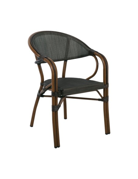VEGERA Armchair Alu Walnut-Textilene mixed Black