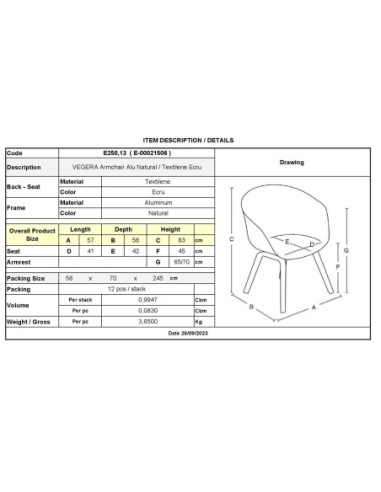 VEGERA Πολυθρόνα Dining Αλουμίνιο...
