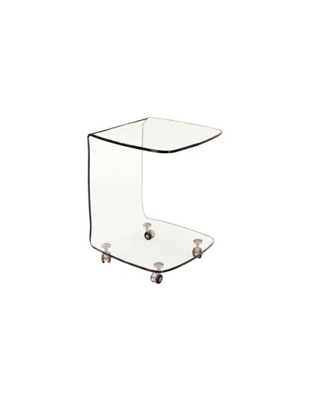 GLASSER Trolley Τραπεζάκι Βοηθητικό, Διάφανο Γυαλί 10mm