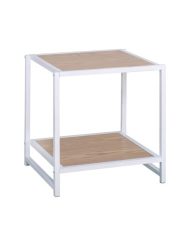 ATOS Side Table White Metal-Natural Mdf