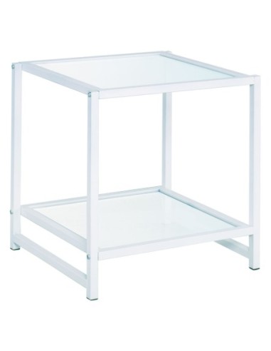 ATOS Side Table White Metal-Glass 5mm
