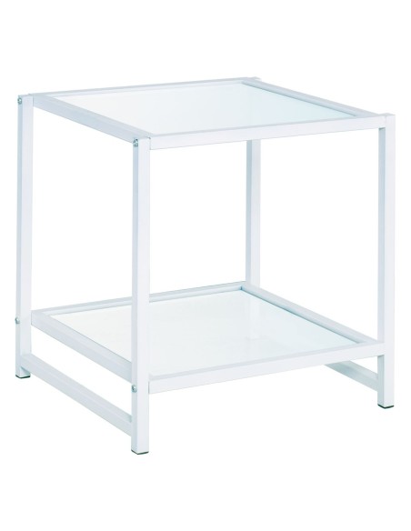 ATOS Side Table White Metal-Glass 5mm