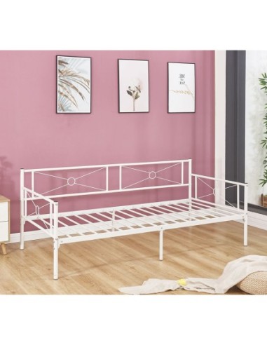 QUEEN Daybed Κρεβάτι Μέταλλο Βαφή Άσπρο