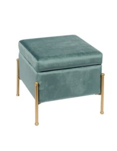 RAY Storage Stool 40x40cm Metal Gold Paint/Fabric Pale Green Velure