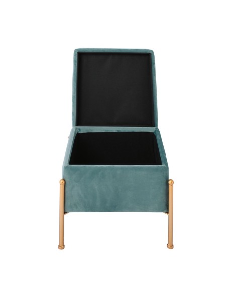 RAY Αποθηκευτικό Σκαμπό, Μέταλλο Βαφή Χρυσό, Ύφασμα Velure, Απόχρωση Βεραμάν