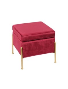 RAY Storage Stool 40x40cm Metal Gold Paint/Fabric Red Velure