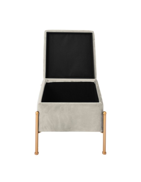 RAY Storage Stool 40x40cm Metal Gold Paint-Fabric Grey Velure