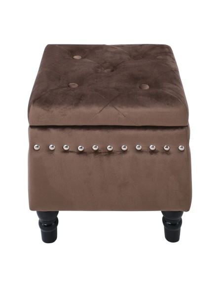 LOKO Σκαμπό Αποθηκευτικό Βοηθητικό, Ύφασμα Velure Απόχρωση Καφέ