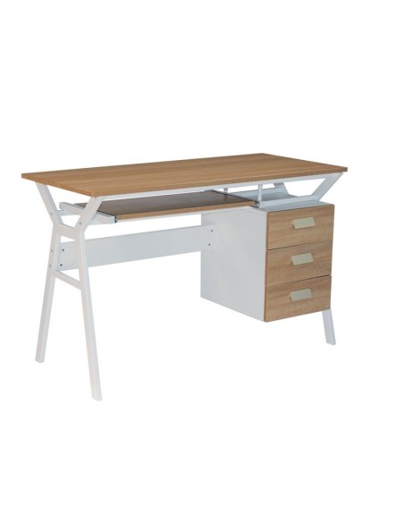UNIT Γραφείο Η-Υ Μέταλλο Βαφή Άσπρο, Melamine Απόχρωση Sonoma
