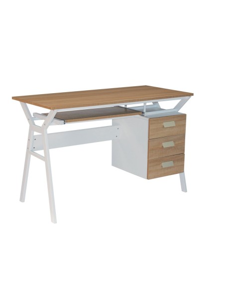 UNIT Γραφείο Η-Υ Μέταλλο Βαφή Άσπρο, Melamine Απόχρωση Sonoma