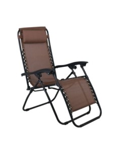 SUPER RELAX Πολυθρόνα με Υποπόδιο, Μέταλλο Βαφή Ανθρακί, Textilene Καφέ