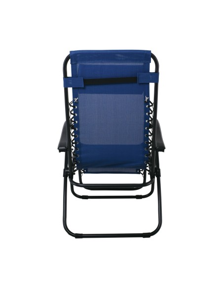 SUPER RELAX Πολυθρόνα με Υποπόδιο, Μέταλλο Βαφή Μαύρο, Textilene Μπλε