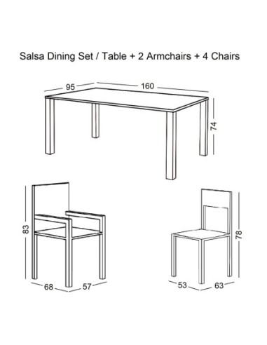SALSA Dining Set (1+2+4) Metal...