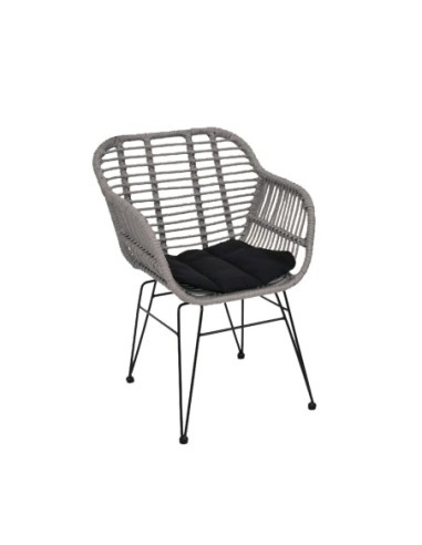SALSA-W Armchair Metal Black-Wicker...