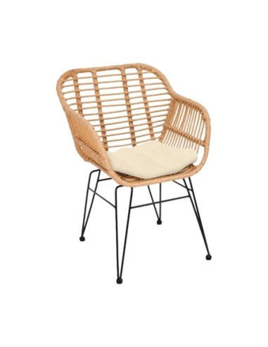 SALSA-W Armchair Metal Black-Wicker...