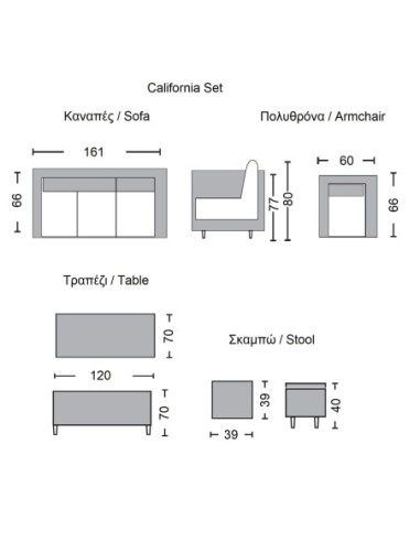 CALIFORNIA Set Metal K-D (6pcs) Twin...