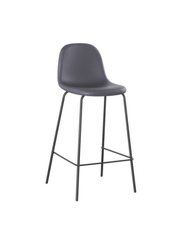 CELINA Bar Stool Black Metal, Grey Pvc