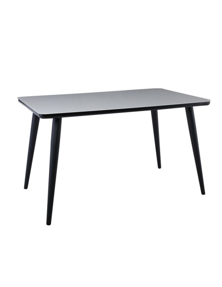 UNION Table 130x80cm Black Paint-Glass Milky White
