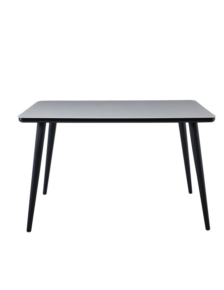 UNION Table 130x80cm Black Paint-Glass Milky White